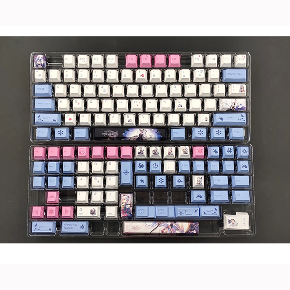 Genshin Tác Động Keycaps Kamisato Ayaka Keycap 134 Phím PBT Thăng Hoa Anh Đào Hồ Sơ Trò Chơi Nắp Phím Cho Công Tắc Bàn Phím Cơ