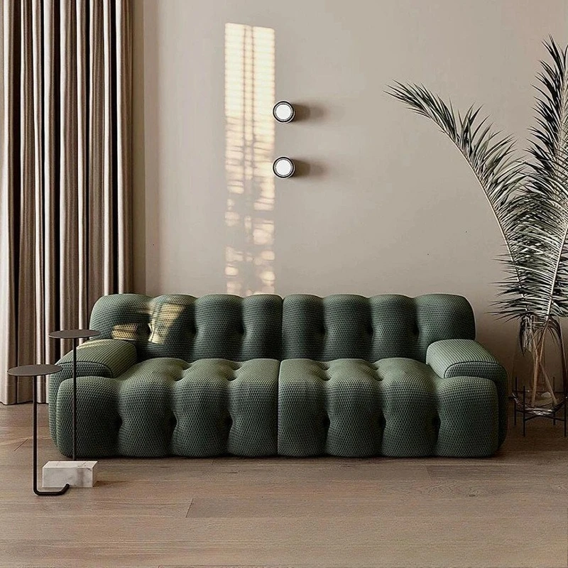 

Straight row sofa, modern simple living room small apartment designer Internet celebrity fabric sofa