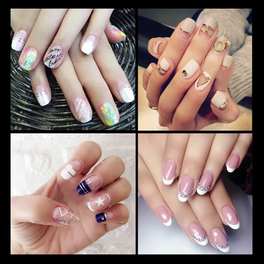 

French Nail Stickers 10PCS Assorted Stencils Self Adhesive Easy Remove Manicure Decorative Kit for Women Girls