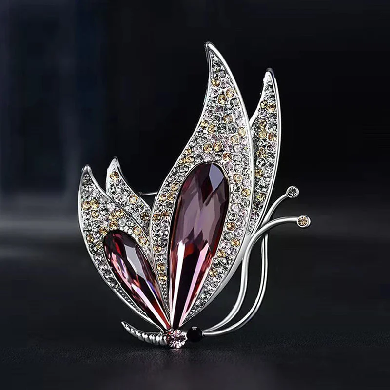 Fashion Crystal Rhinestone Butterfly Brooch Pins Women's Clothing Accessory Gift