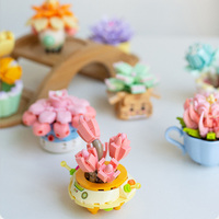 DIY Cute succulent plant potted building blocks puzzle toys for children creative home decoration blocks birthday gifts