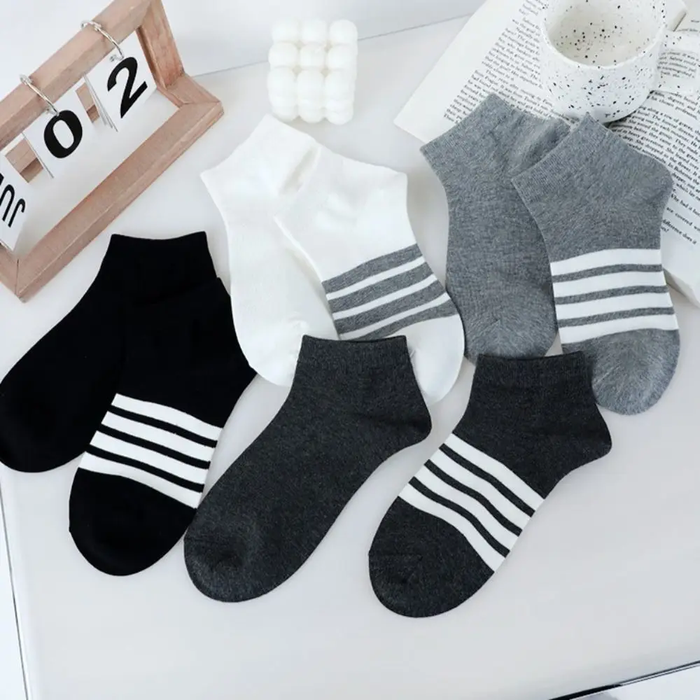 

Four Bar Thin All Seasons Sweat-absorbent Asymmetry Socks Stripe Elastic Hosiery Women Sports Socks Cotton Ankle Socks