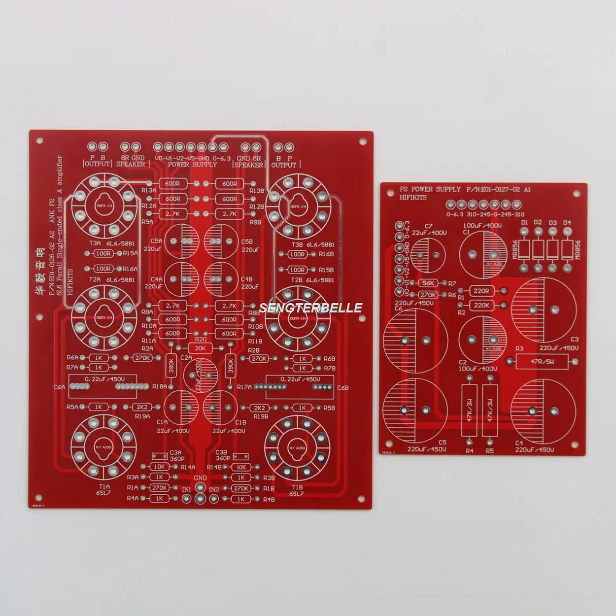 HiFi A-N P2SE 6L6 Parallel Single-Ended Stereo Amplifier Board PCB 18W*2  + Power Supply Board PCB