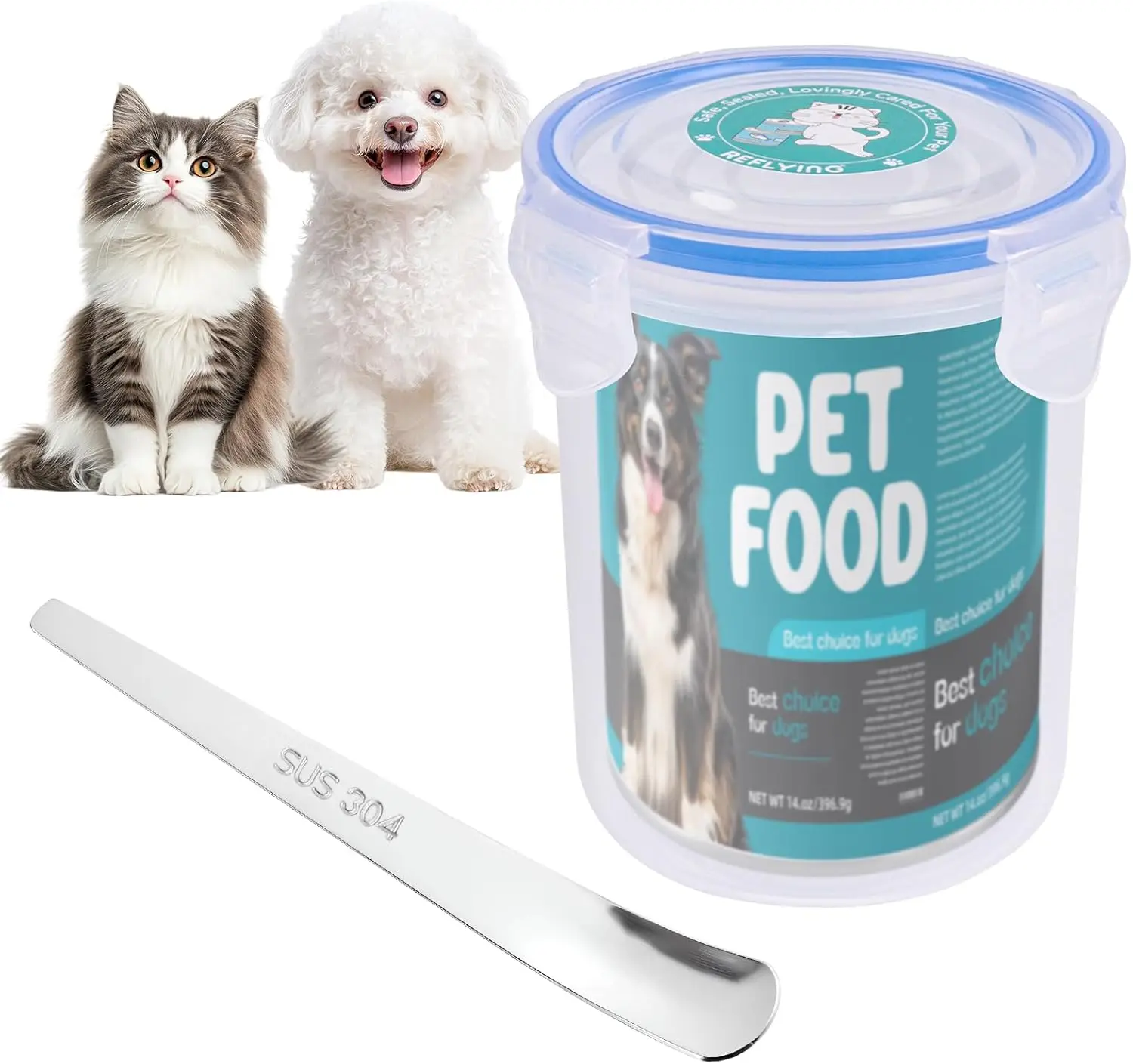 

Reusable Airtight Cat Food Can Lids, Keep Kibble Fresh, Eliminate Odor, with Spoon & Opener