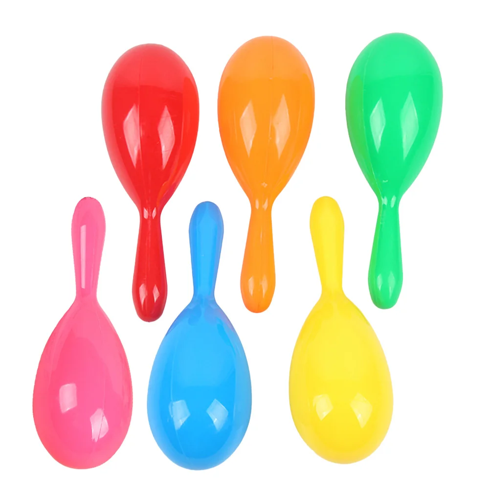 6 個 19 センチメートルソリッドカラーマラカスプラスチックサンドボール子供の手と目の調整リズム教育ツール子供音楽シェイカー