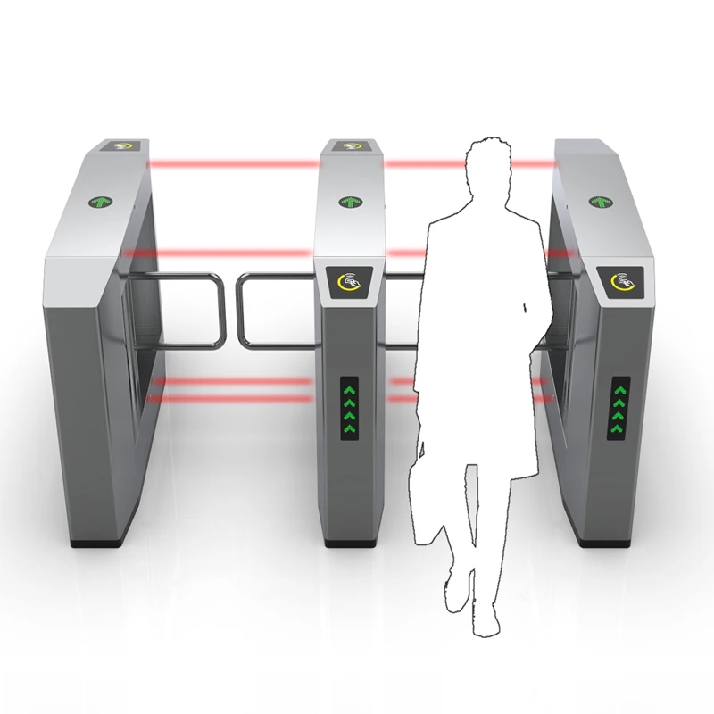 Entrance Swing Turnstile Access Control Waist High Security Turnstile Clear Barrier Wings Swing Flap Slid Turnstile