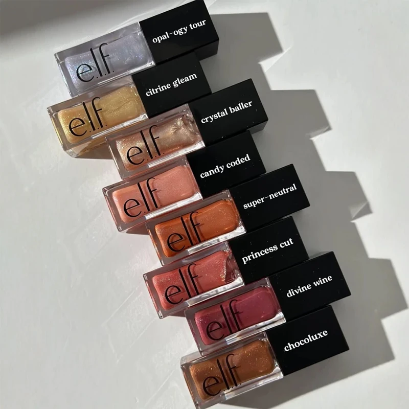 Elf New Glow Reviver Lip Gloss Candy Divine Wine Tinted Lightweight Moisturizing Nutritious Lip Oil Plump Lip Makeup Cosmetics