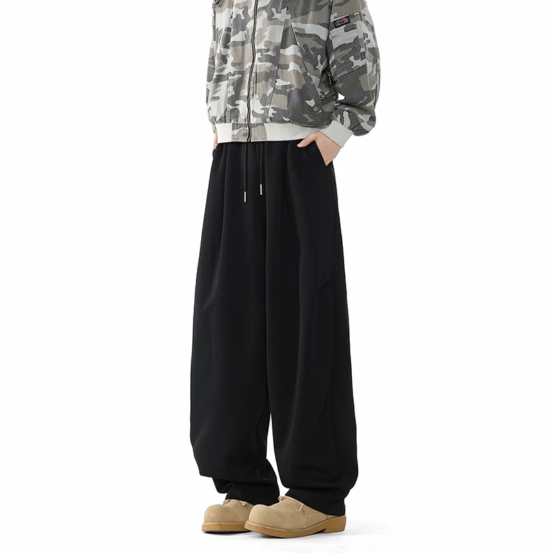 

Men's Loose Fit Casual Pants Elastic Waist Autumn Drapey Joggers with Pleated Detail for Streetwear & Lounge Wear Bottoms M-XXXL