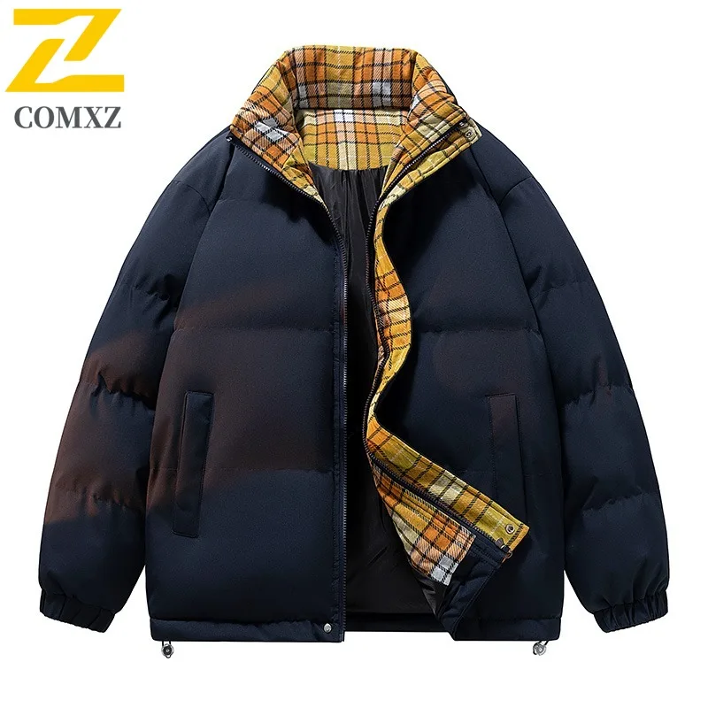 

COMXZ Men Padded Jacket Stand Collar Outdoor Cycling Thickened Warm Parka Daily Style Comfortable Lightweight Winter Cotton Coat