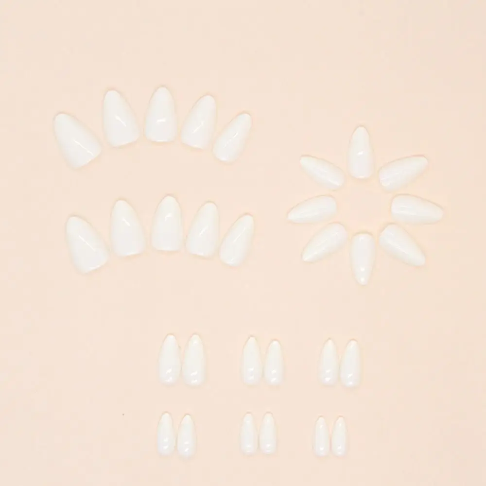 مانيكير طويل البيضاوي الأظافر كاذبة الفرنسية لون نقي وهمية نيلز انفصال رمادي القط العين اضغط على الأظافر DIY بها بنفسك #3