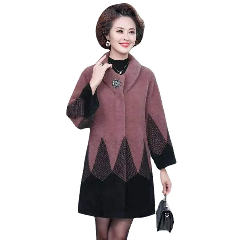 

thickened Autumn mid-length foreign style top 2023 new middle-aged women's autumn and winter imitation mink coat