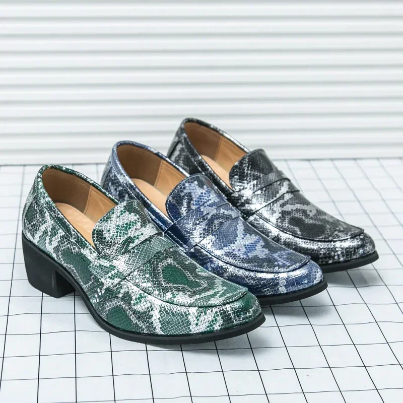 Men's Tassel Dress Shoes - Crocodile-Embossed Leather | Wedding & Banquet Formalwear with Memory Foam & Anti-Slip Sole
