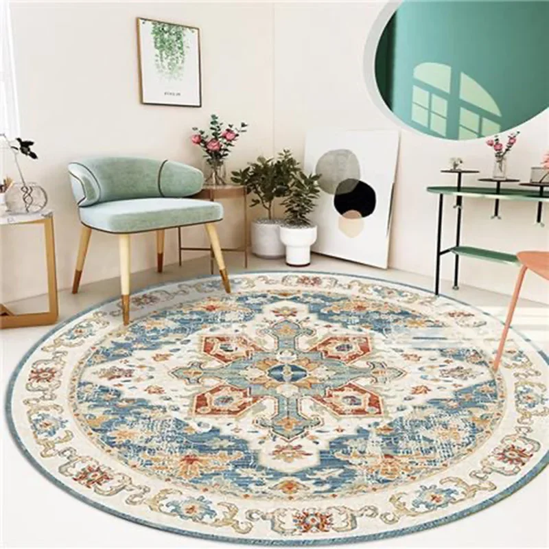 Moroccan Style Living Room Decoration Round Carpet Large Area Rugs for Bedroom Home Rocking Chair Floor Mat Washable Lounge Rug