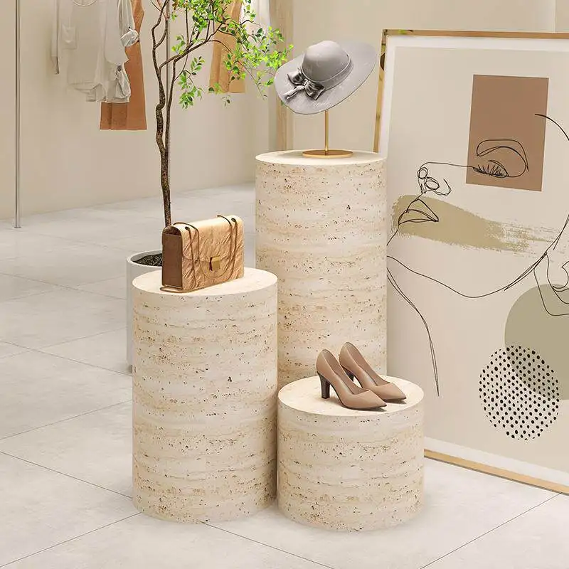Platform display stand travertine round figure base model height increase seat window ornament creative column live broadcast
