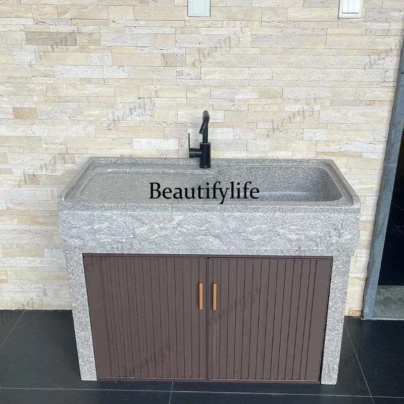Bathroom Furniture Platform granite pool Outdoor sink with rubbing board Marble laundry pool Integrated washing basin