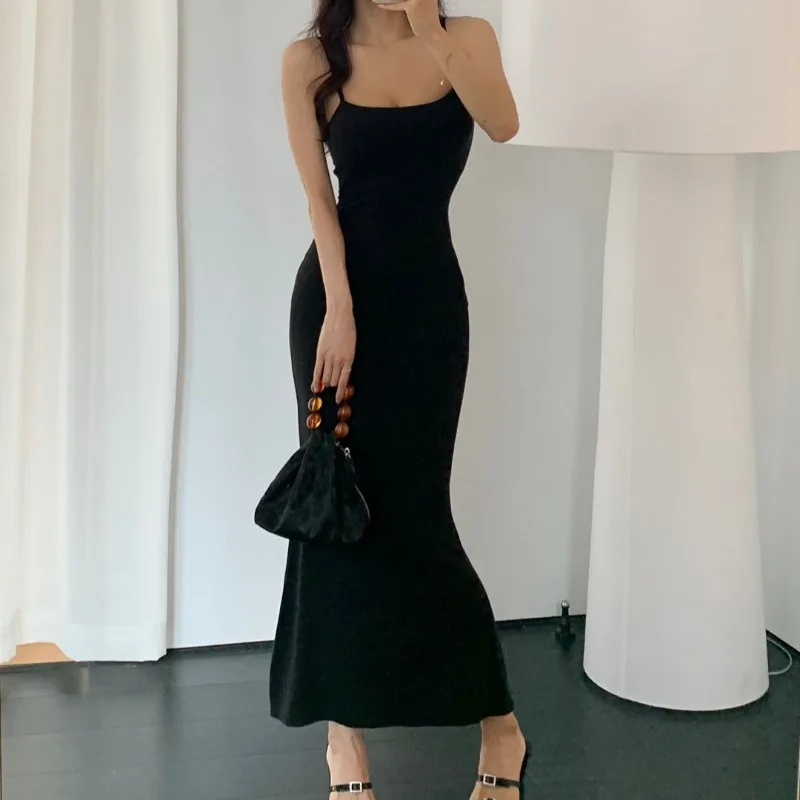 Robe d'été à bretelles brodées de papillons au dos, Sexy, Slim, queue de poisson, sac, jupe longue aux hanches, robe de personnalité à la mode