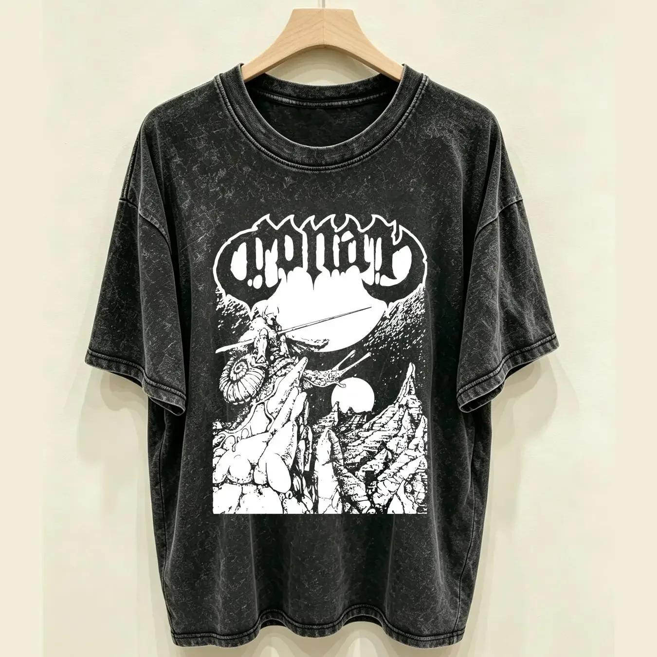 washed T Shirt Conan Band Sentinel New Black long or short sleeves vintage Washed Top For Everyday Wear Versatile Comfortable