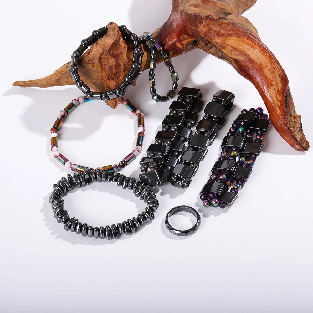 Hematite Bracelet for Men Women Stretch Round Bead Stone Bracelets Unisex Jewelry Gifts