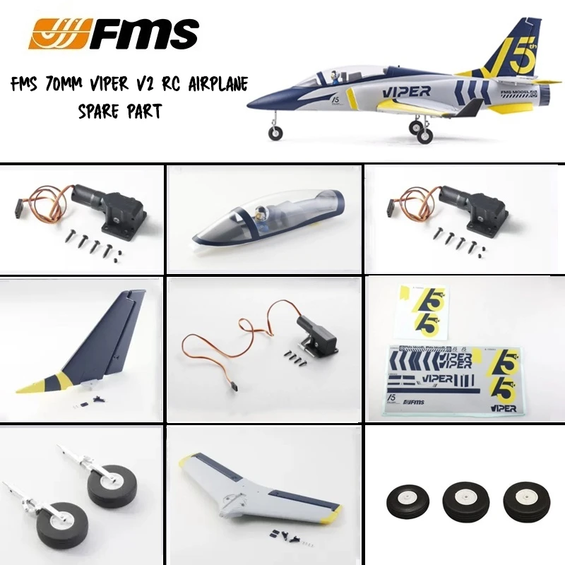 Fms 70mm Viper V2 Model Ducted Fan Rc Airplane Main Wing Landing Gear Cover Vertical Tail Motor Esc Canopy Tire Spare  Parts