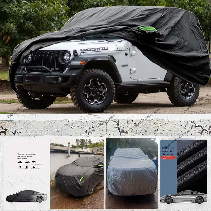 

outdoor Waterproof Car Cover Custom for Jeep Wrangler 2/4 Door Windproof Strap Single Snow Rain Dust Hail Protection