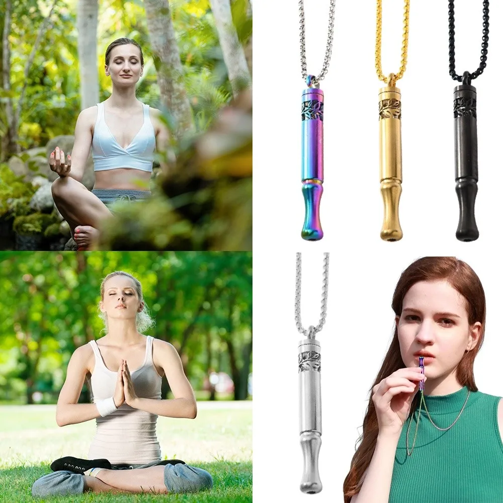 Mindfulness Training Whistle Necklace With Cotton Core Metal Relaxation Necklace Detachable Portable Decompression Necklace
