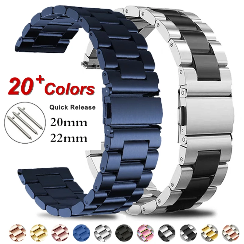 14/16/18/20/22/24mm Band For Huawei Gt3 Pro 43mm Stainless Steel Bracelet For Samsung Galaxy Watch 5 40/46 For Amazfit Bip Strap