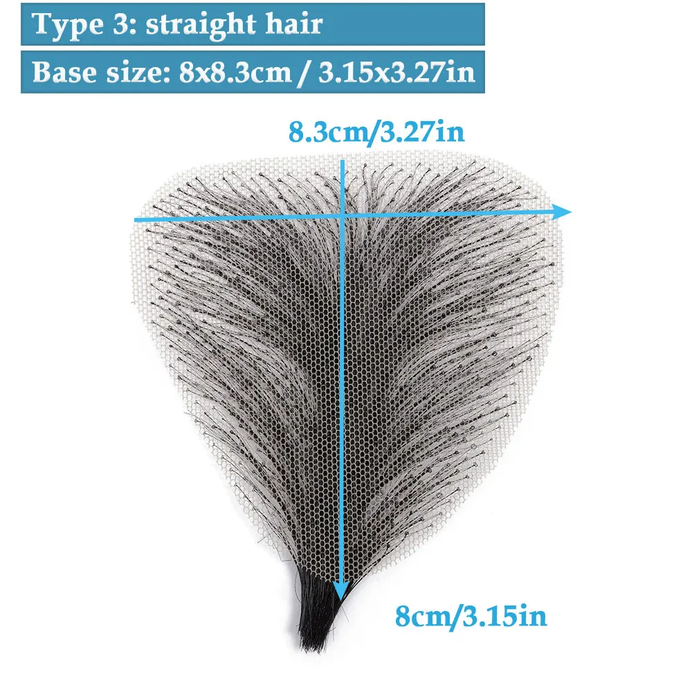 Peças de cabelo humano cabelo privado simulação artesanal de homens cabelo no peito bigode falso para homens e mulheres sexy corpo cabelo axila cabelo