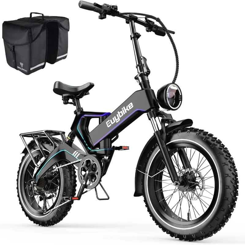 Adult Folding Electric Bicycle1500W 48V 20AH 20 Inch Fat Tire Magnesium Alloy Full Suspension Hydraulic Disc Brake Mountain Bike