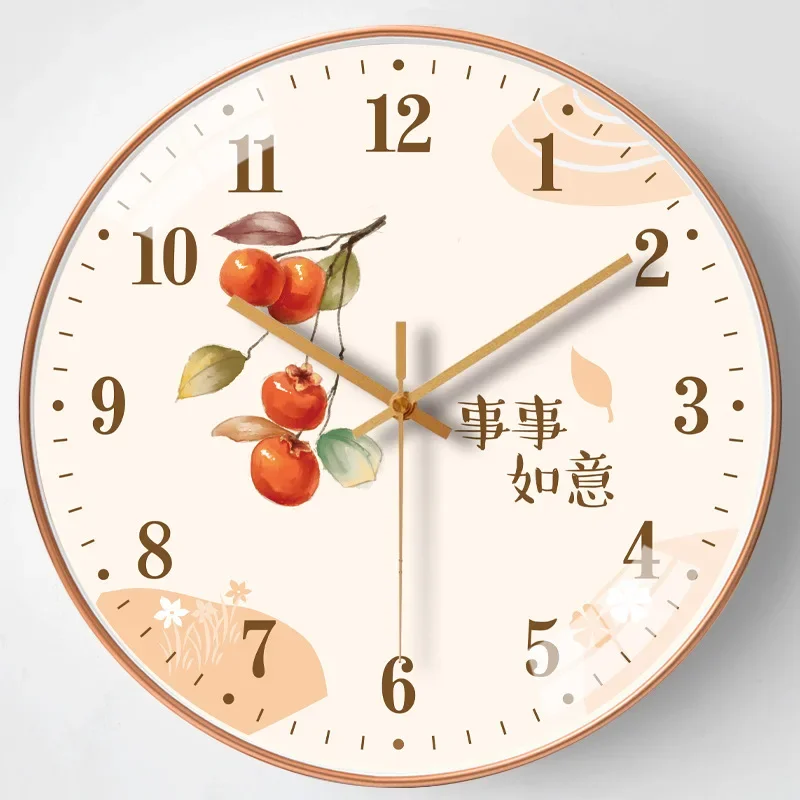Simple Wall Clock Silent Good Luck Living Room Round Smooth Sweep Everything Goes Well Creative Bedroom Clock Wall Mount