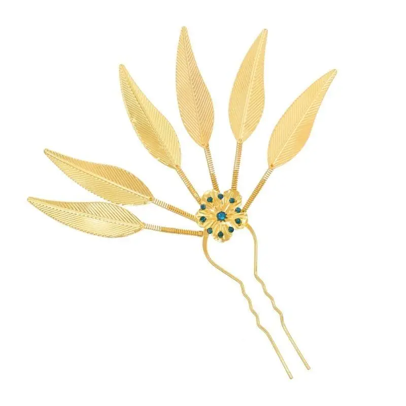 652F Thai Cultural Peacocks Designs Hairpin Alloy with Rhinestones Hair Ornament