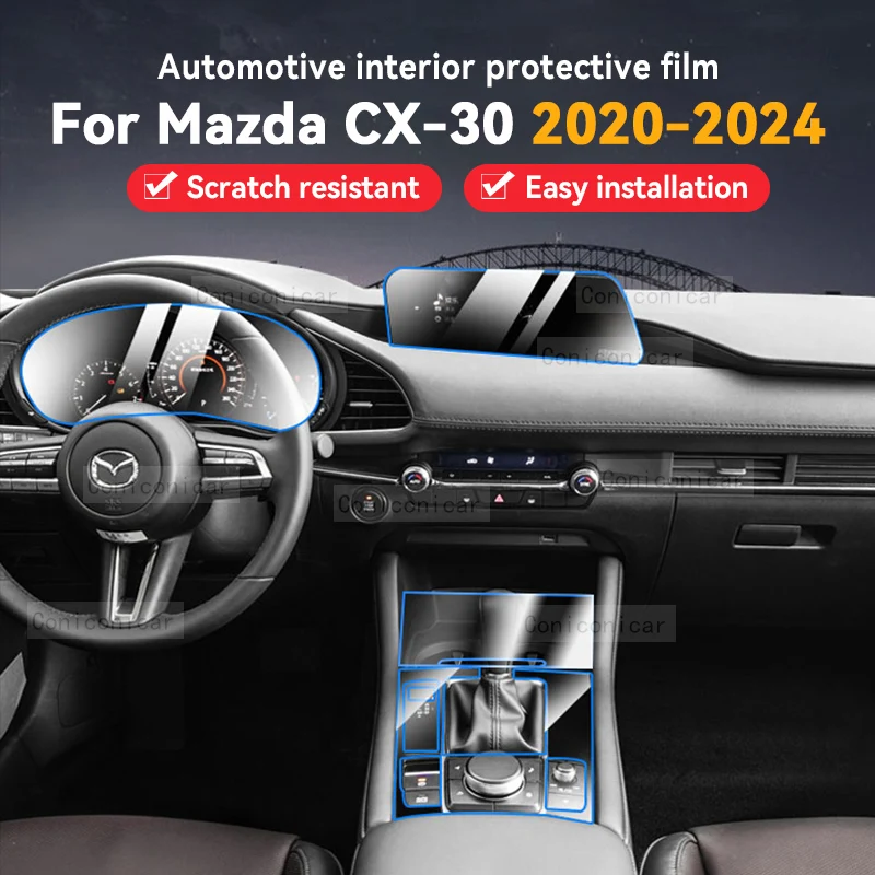 

For Mazda CX-30 CX30 2020-2024 Car Gearbox Panel Film Dashboard Screen Protective Sticker Interior Anti-Scratch Film Accessories