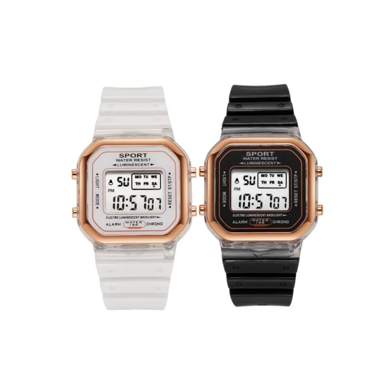 

Комплект из 2 спортивных квадратных светодиодных часов, цифровые электронные наручные часы для студентов, водонепроницаемые часы для ежедневного использования