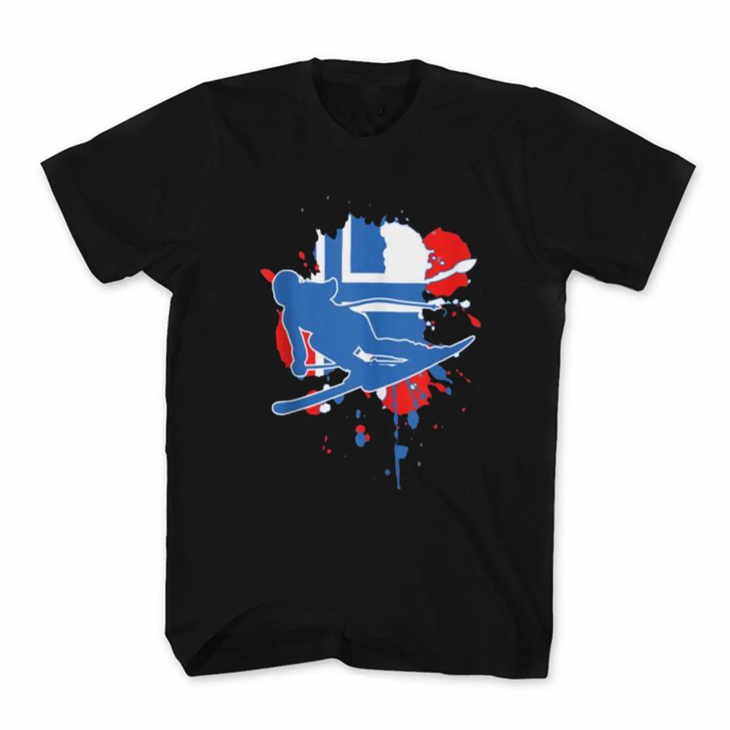 Norway Flag Skier Norwegian Alpine Skiing T-Shirt. Summer Cotton Short Sleeve O-Neck Mens T Shirt New S-3XL