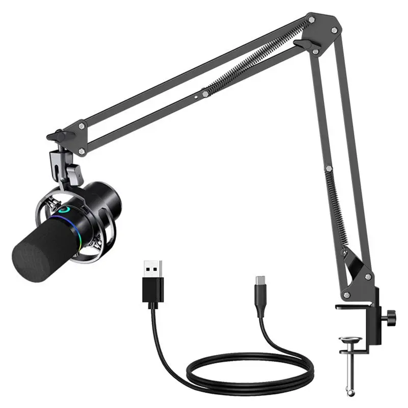 

Динамический микрофон ABGN XLR USB с держателем для дублирования и записи звука, для подключения к звуковой карте, компьютеру, для живого пения и игр