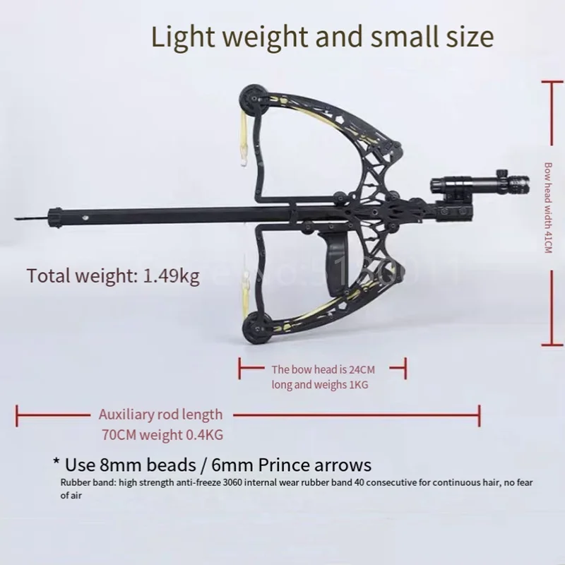Imagem -02 - Telescópica Metal Composto Bow para a Caça Seta Slingshot Bola de Aço Kit ao ar Livre Forte Precisão Tiro Rubber Band Laser