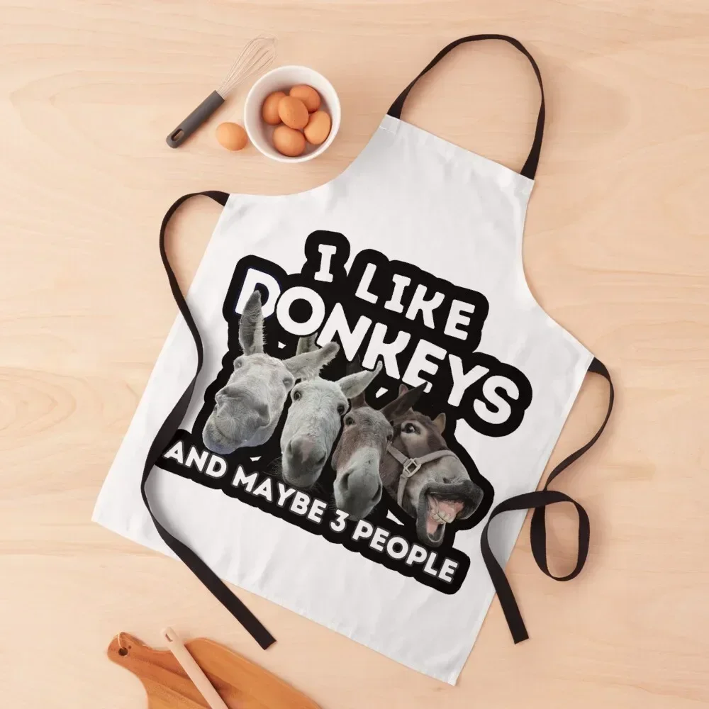 Peaceful Pastures Donkey Rescue I Like Donkey and Maybe 3 People Apron professional kitchen Kitchen Man Apron