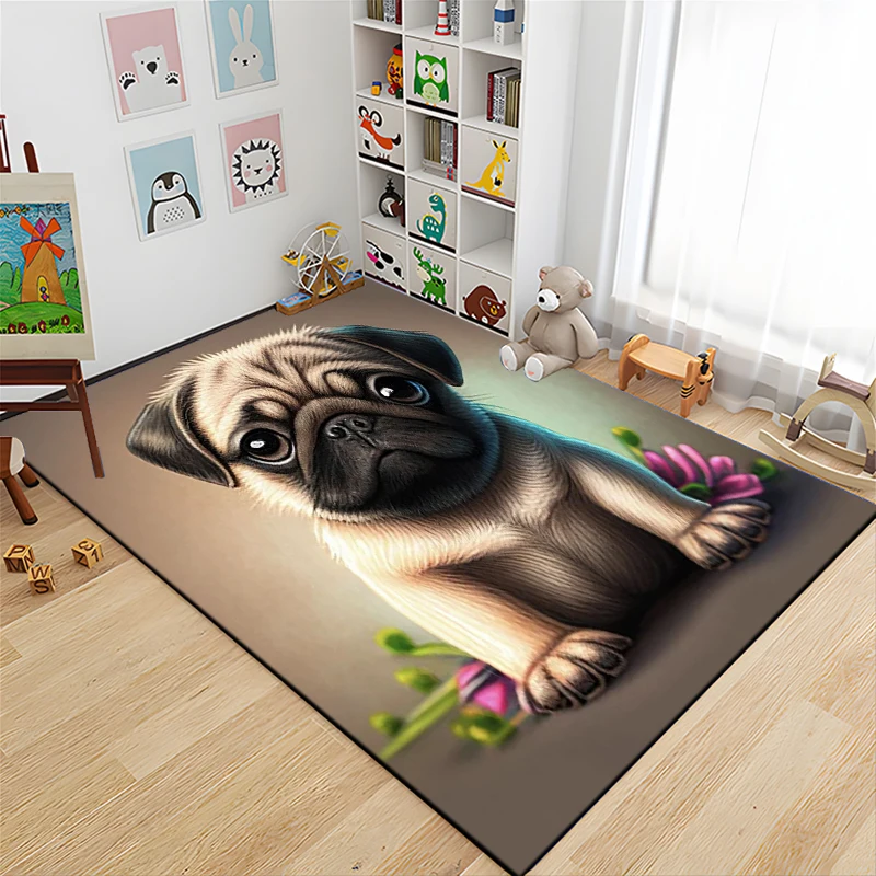 

Animal Cute Dog Printing Kids Large Area Rug 3D Carpet for Home Living Room the Baby Bedroom Kitchen Sofa Doormat Decor Mat Gift