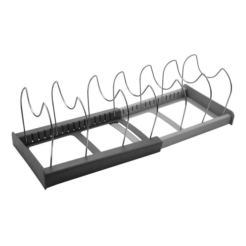 

J1UL1N 7 Dividers Stainless Steel Kitchen Pot Lid Holder Expandable Pan Organizer Rack Drawer Type Adjustable Utensils Organize