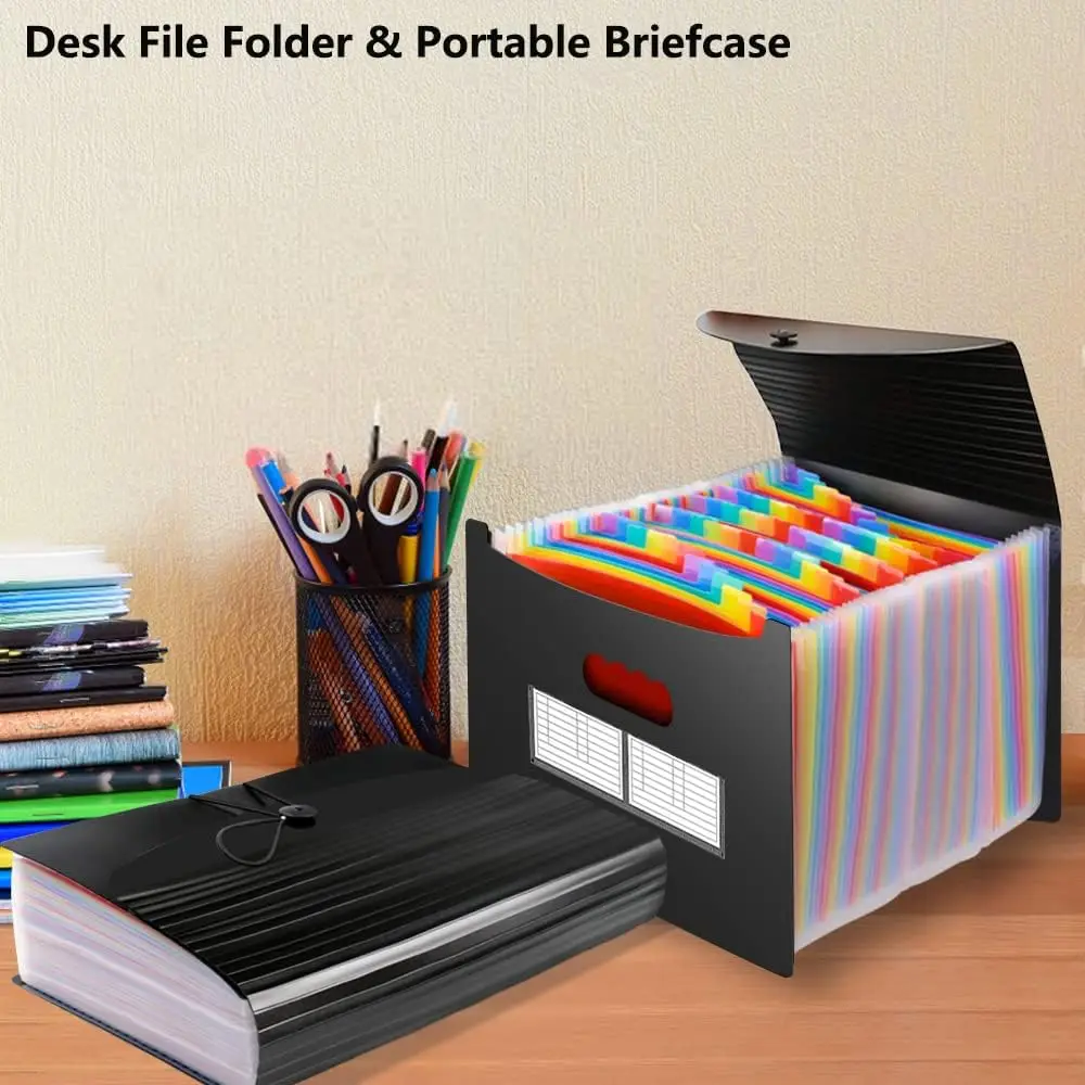 2025 Baru 60 Kantong Folder File Accordian Organizer Ukuran Surat Memperluas Folder File dengan Label