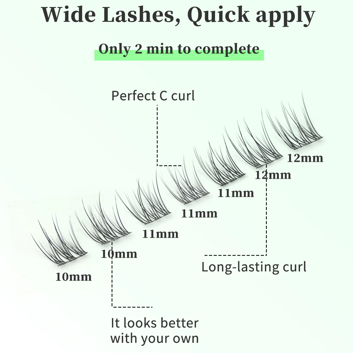 Kit de grupos de pestañas postizas DIY, unión y sello de pestañas 2 en 1, juegos de extensiones de pestañas postizas espectaculares y esponjosas gruesas, herramientas de maquillaje