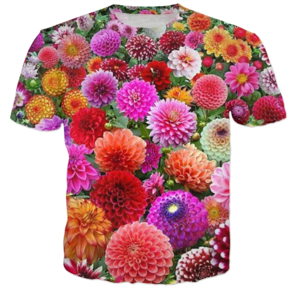 Summer Fashion Flower graphic t shirts for Unisex 3D Printed Street Trend Casual Short Sleeve Tees Round Neck oversized t shirt