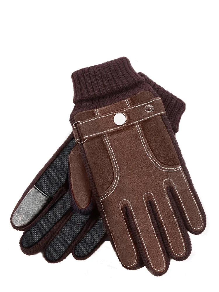 

Winter Men's Thermal Motorcycle Riding Gloves with Fleece Lining, Thickened, Windproof, Touchscreen-Compatible, Warm Skin