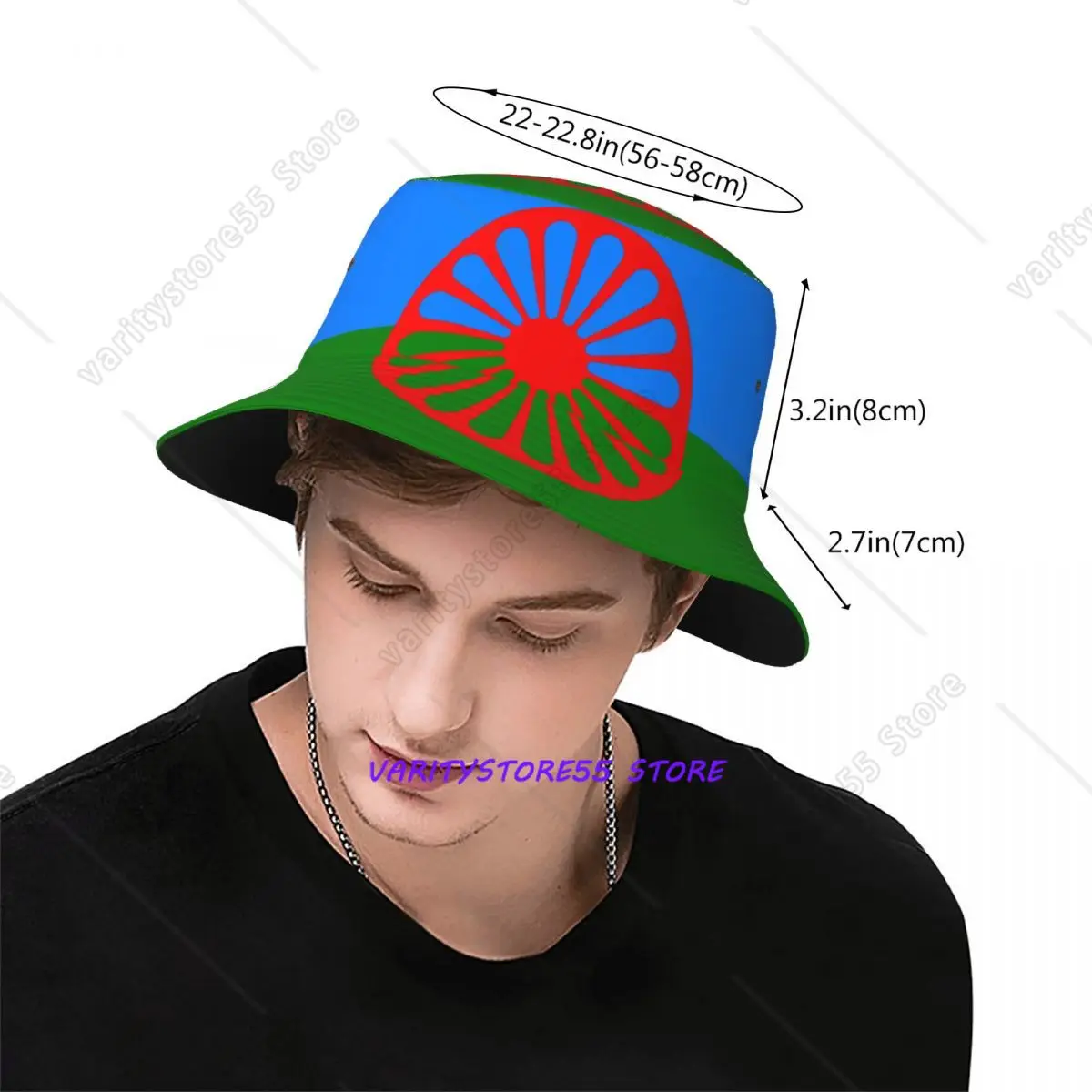 Romany Roma Travellers Flag Bucket Hats for Men Women Vocation Sun Hat Street Lightweight for Outdoor Fisherman Caps Bob Hat
