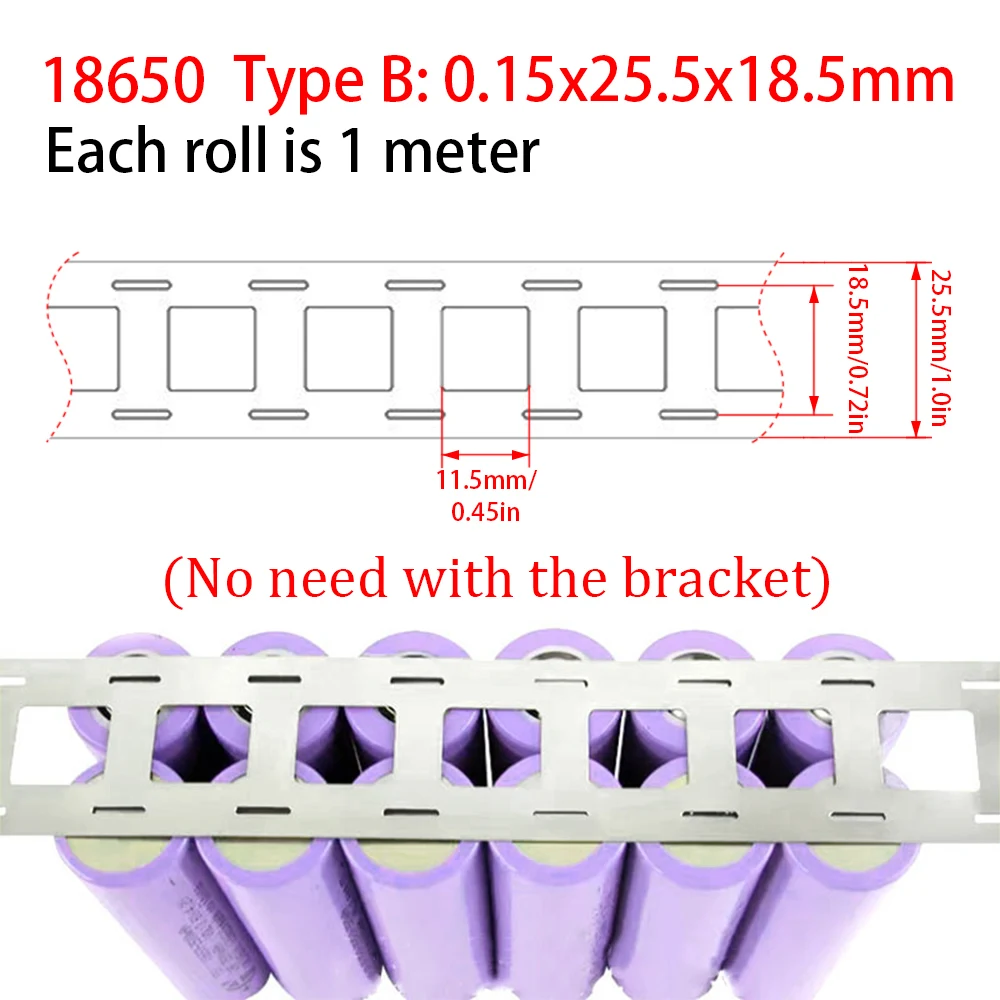 1M 0.15*25.5*18.5mm Nickel Strip Lithium Battery Nickel Strips For 18650/21700 Battery Pack Spot Welding Nickel Belt