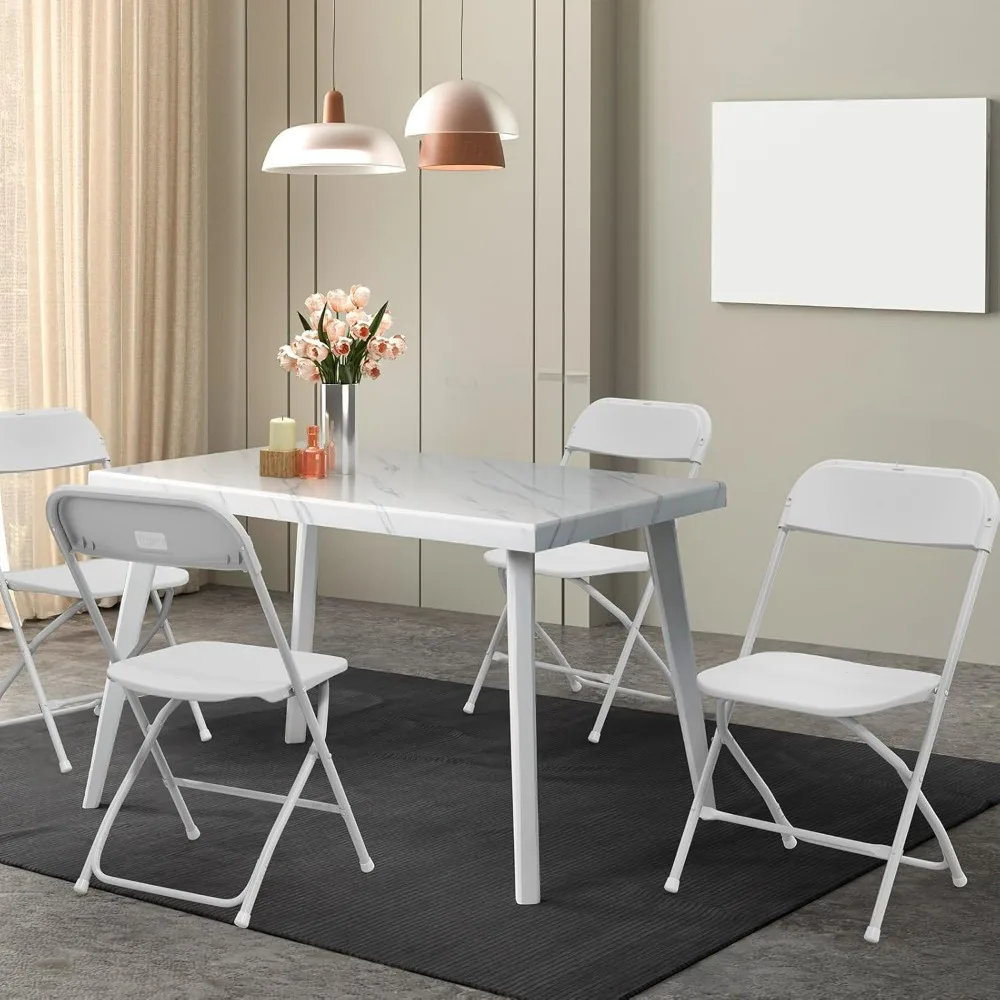 VINGLI 4-Pack White Plastic Folding Chair - 350lb Capacity Steel Frame Stackable Portable for Events Office Wedding Party Picnic