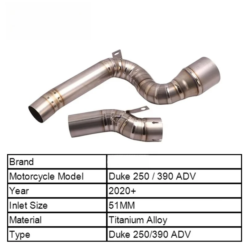 Hot Selling Motorcycle Connection Pipe Muffler for 250/390 ADV 2020+ Moto Exhaust Link Pipe