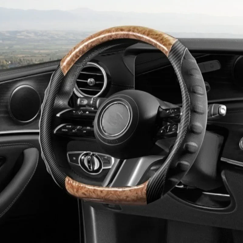 

Car Steering Wheel Cover Anti Slip Elastic Handle Cover Universal 38cm Wood Grain Steering Wheel Sleeve Car Accessories