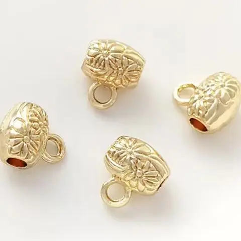 14K gold coated large hole barrel bead partition bead with pendant, hand made pendant buckle, DIY chain headpiece accessory