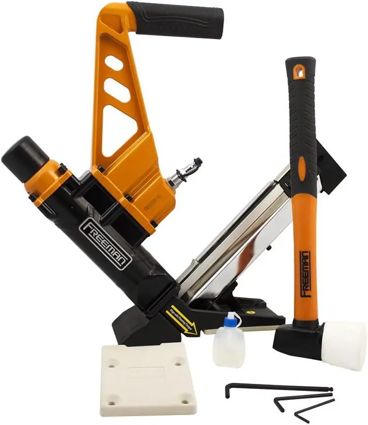 Freeman PDX50C Lightweight Pneumatic 3-in-1 15.5-Gauge and 16-Gauge 2" Flooring Nailer and Stapler Ergonomic