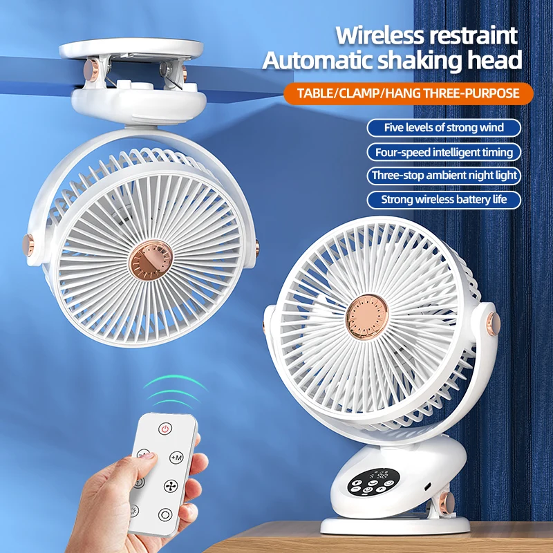 3 in 1 Electric Fan Wireless Desktop Cooling Fans Shake Head Clip Portable Air Conditioner USB Type-C 3 Speeds  Mini 캠핑에어콘